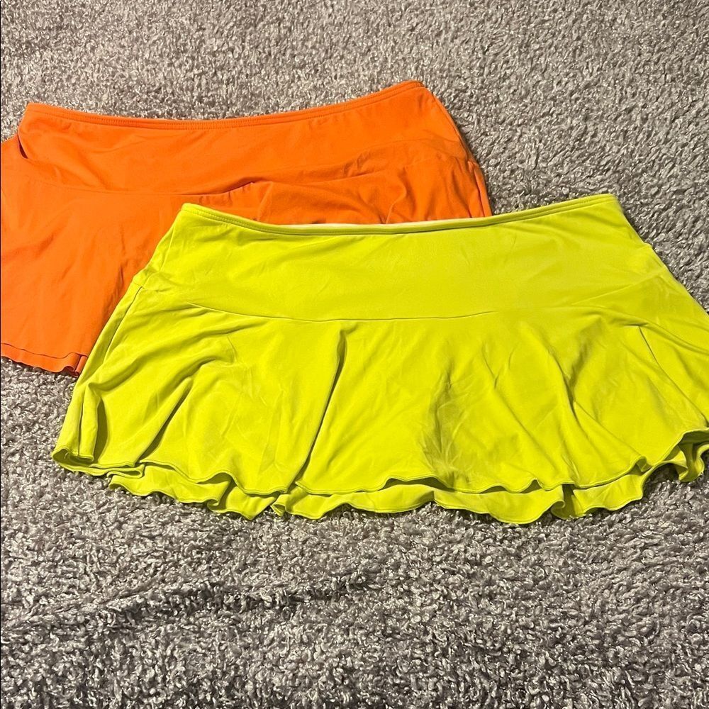 Lands End Bathing Suit Bottoms - (2) - Orange & Neon Yellow